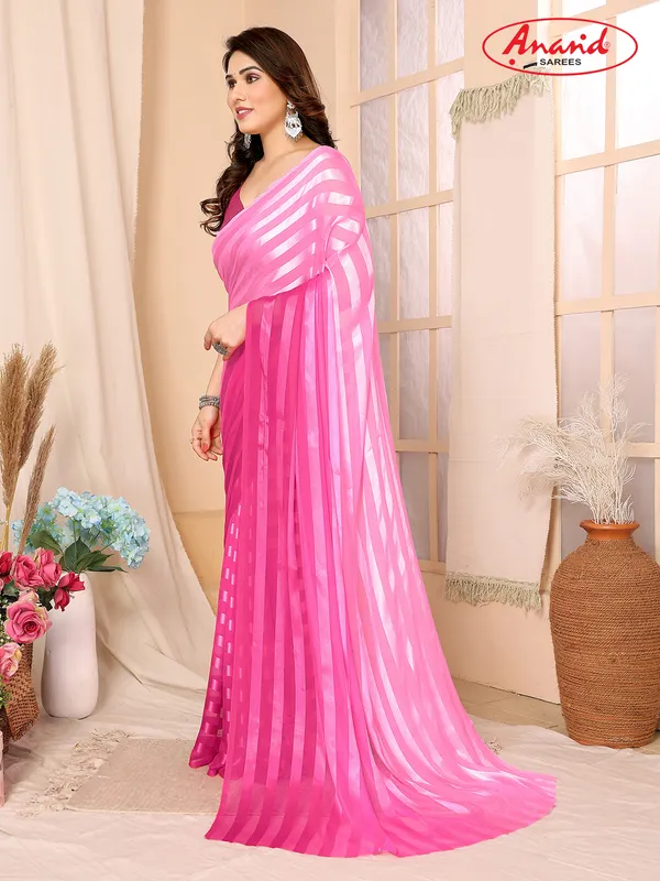 Pink_Sarees_Ombre,_Striped_Bollywood_Georgette_Saree