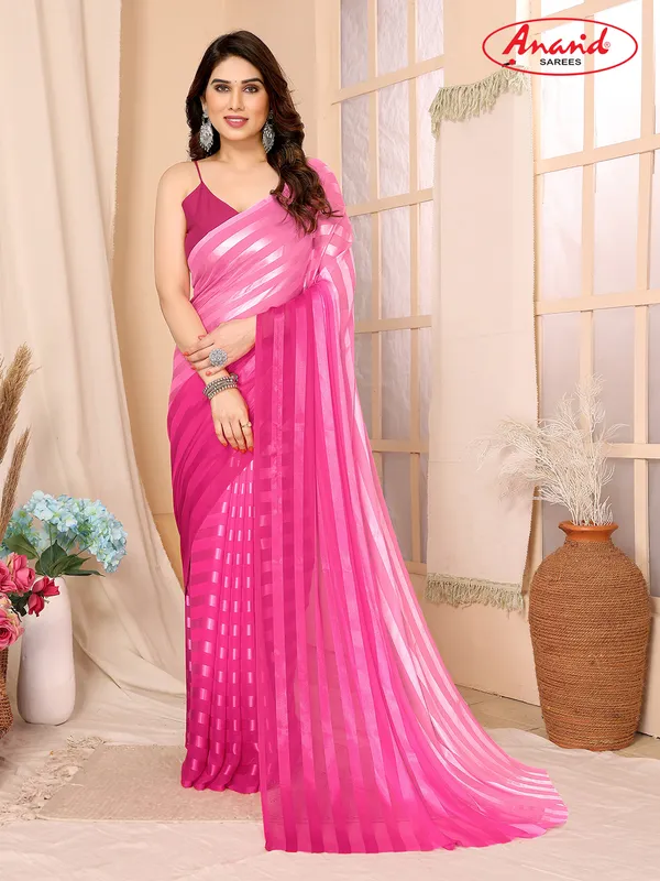 Pink_Sarees_Ombre,_Striped_Bollywood_Georgette_Saree