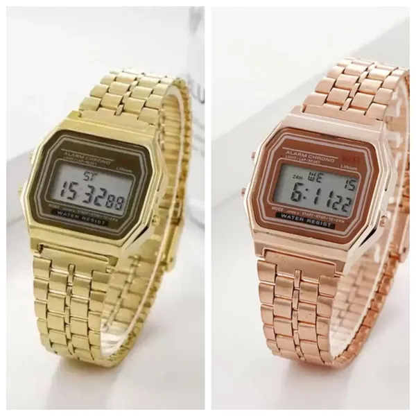 WATCHTOLD Golden And Rosegold casio stylish watch for men (Pack Of