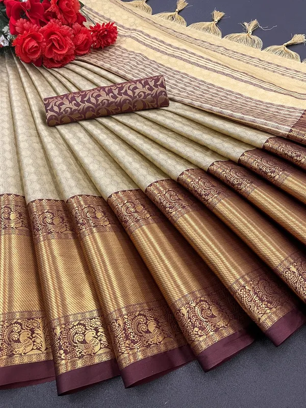 Beige_Aquiliq_Woven_Banarasi_Art_Silk,_Cotton_Silk_Saree
