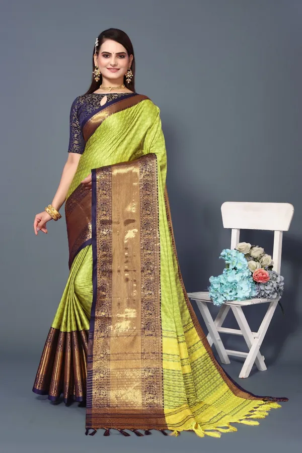Purple_Aquiliq_Printed,_Self_Design_Kanjivaram_Pure_Silk_Saree