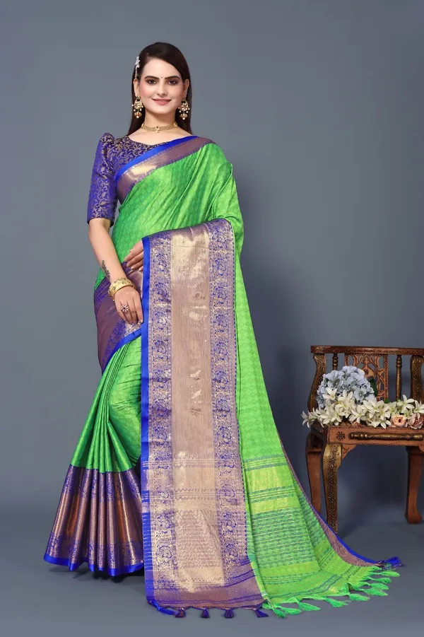 Purple_Aquiliq_Printed,_Self_Design_Kanjivaram_Pure_Silk_Saree