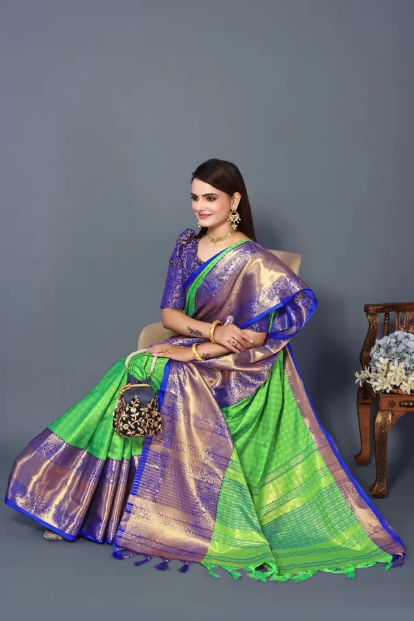 Purple_Aquiliq_Printed,_Self_Design_Kanjivaram_Pure_Silk_Saree