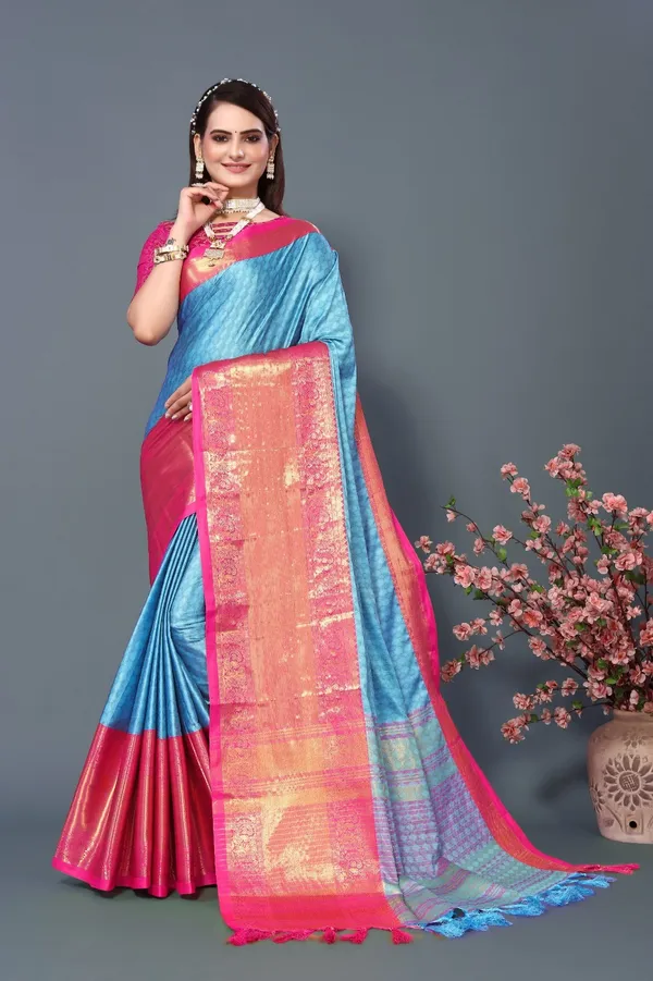 Purple_Aquiliq_Printed,_Self_Design_Kanjivaram_Pure_Silk_Saree