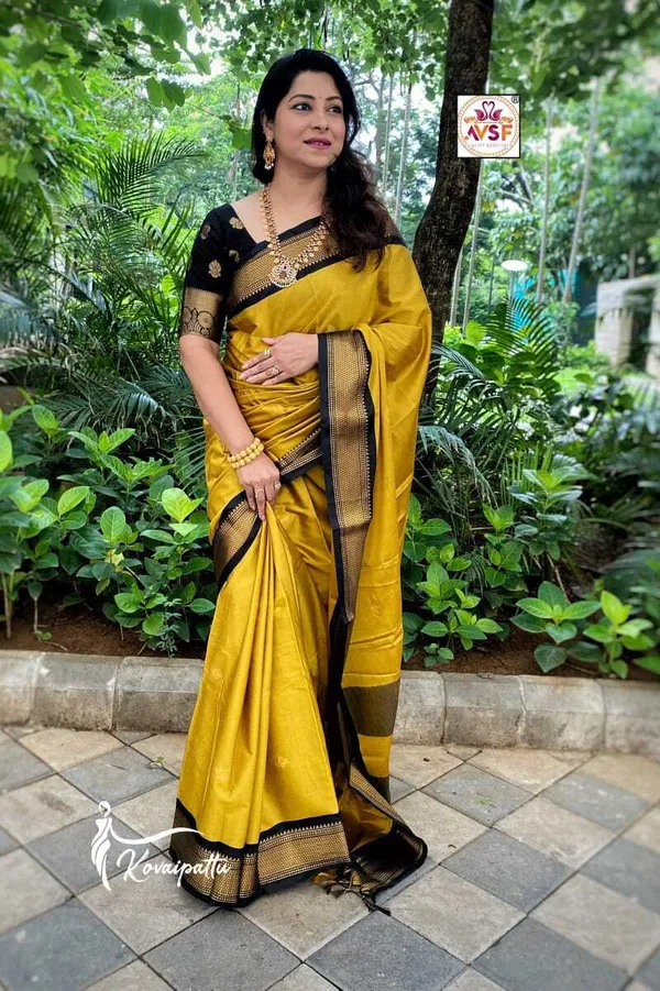 Black_Aquiliq_Woven,_Temple_Border_Paithani_Cotton_Silk,_Silk_Blend_Saree