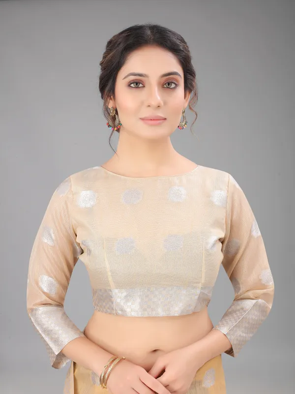 Chiku_Pure_Soft_Linen_Saree_With_Silver_Zari_Butta