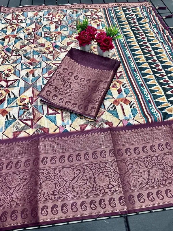 Pink_Premium_Kalamkari_Silk_And_Digital_Print_Saree