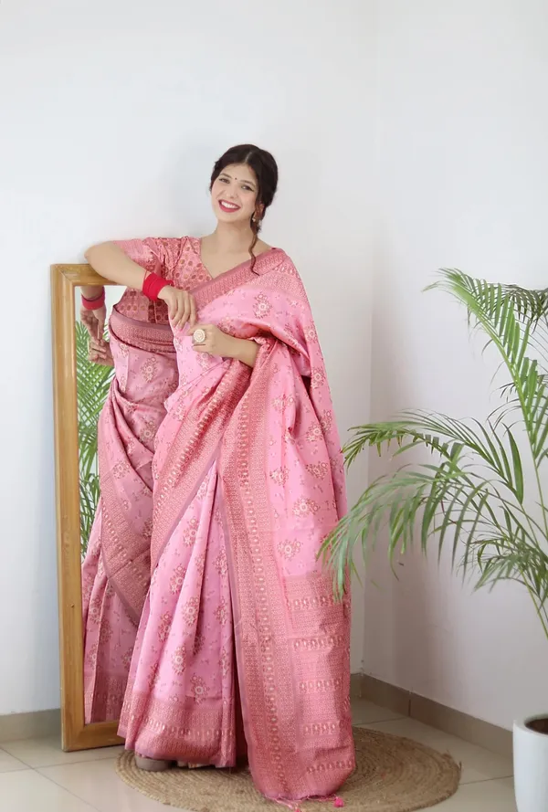 Pink_Pure_Soft_Silk_Saree_With_Twirling_Blouse_Piece