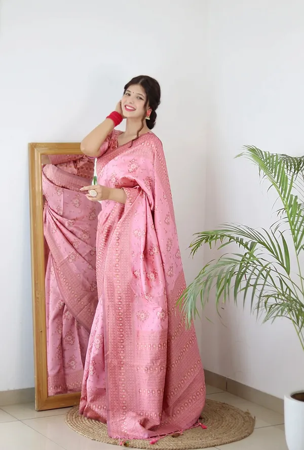 Pink_Pure_Soft_Silk_Saree_With_Twirling_Blouse_Piece