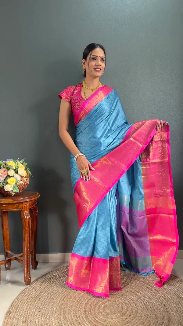 Dark_Sky_&_Pink_Ready_To_Wear_Skyblue_Banarasi_Silk_Saree_With_Border