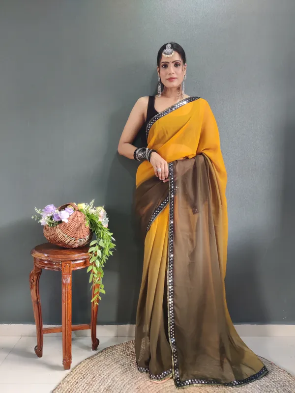Mahendi_Pure_Georgette_Two_Shad_Saree_With_Lace_Border