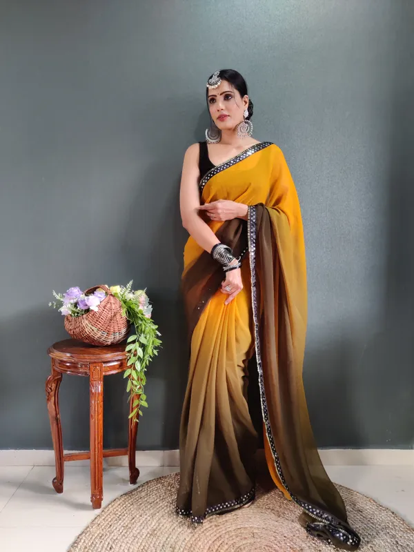 Mahendi_Pure_Georgette_Two_Shad_Saree_With_Lace_Border