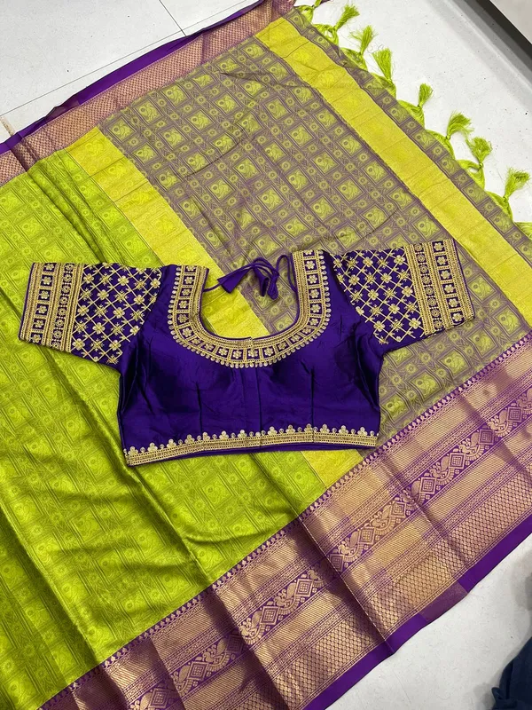 Mahendi-Purple_Heavy_Aura_Rich_Cotton_Silk_Design_&_Contrast_Jequared_Weaving_Rich_Heavy_Border_With_Embroidred_Reddy_Made_Blouse
