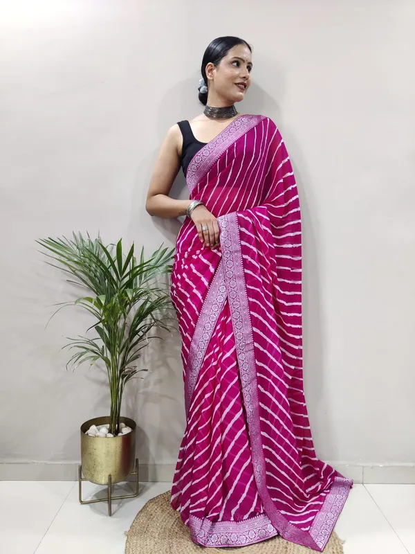 Pink_Printed_Bandhani_Georgette_Saree