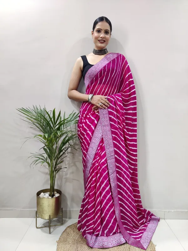 Pink_Printed_Bandhani_Georgette_Saree