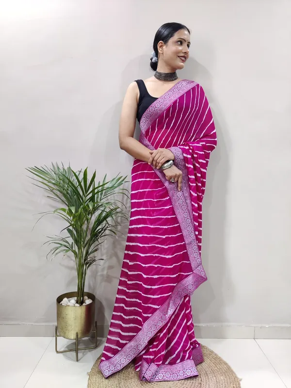 Pink_Printed_Bandhani_Georgette_Saree