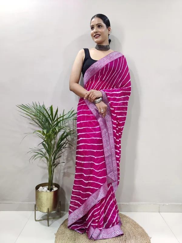 Pink_Printed_Bandhani_Georgette_Saree