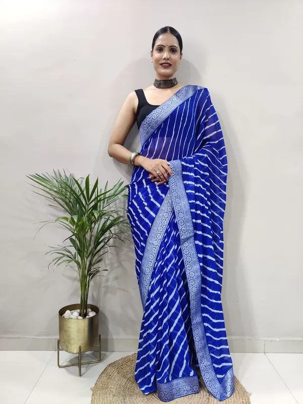 Blue_Printed_Bandhani_Georgette_Saree