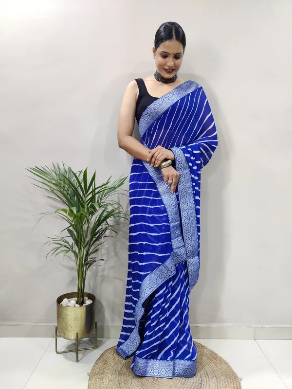 Blue_Printed_Bandhani_Georgette_Saree