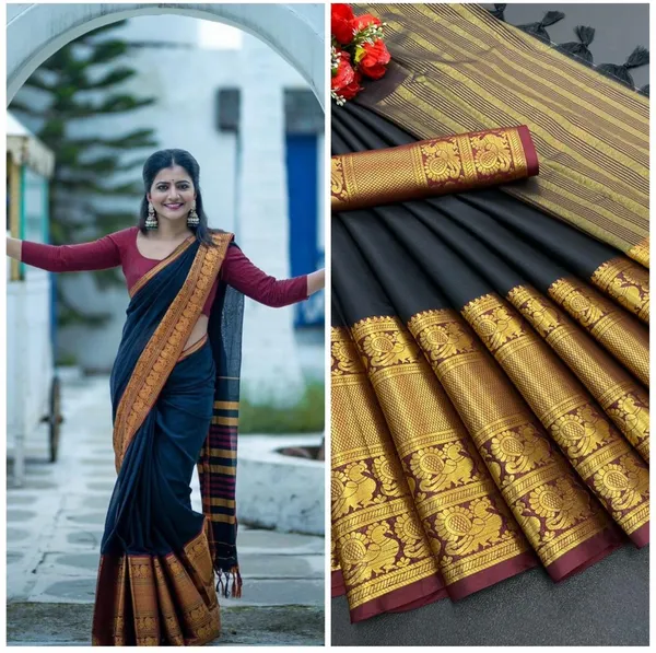 Black_Striped_Handloom_Cotton_Silk_Saree