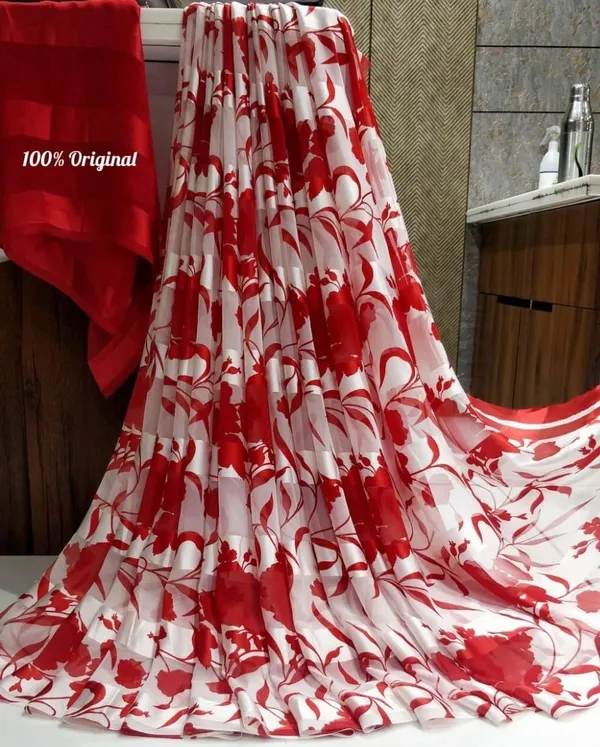 Red_&_White_Printed_Bandhani_Georgette_Saree