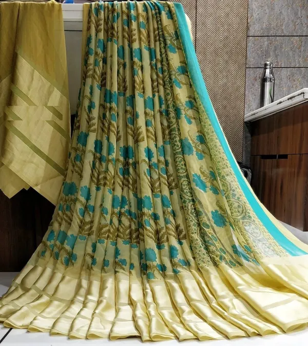 Green_&_Yellow_Printed_Bandhani_Georgette_Saree