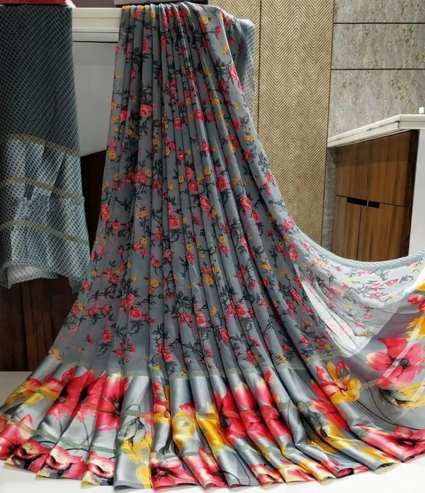 Grey_Floral_Print_Bollywood_Georgette_Saree