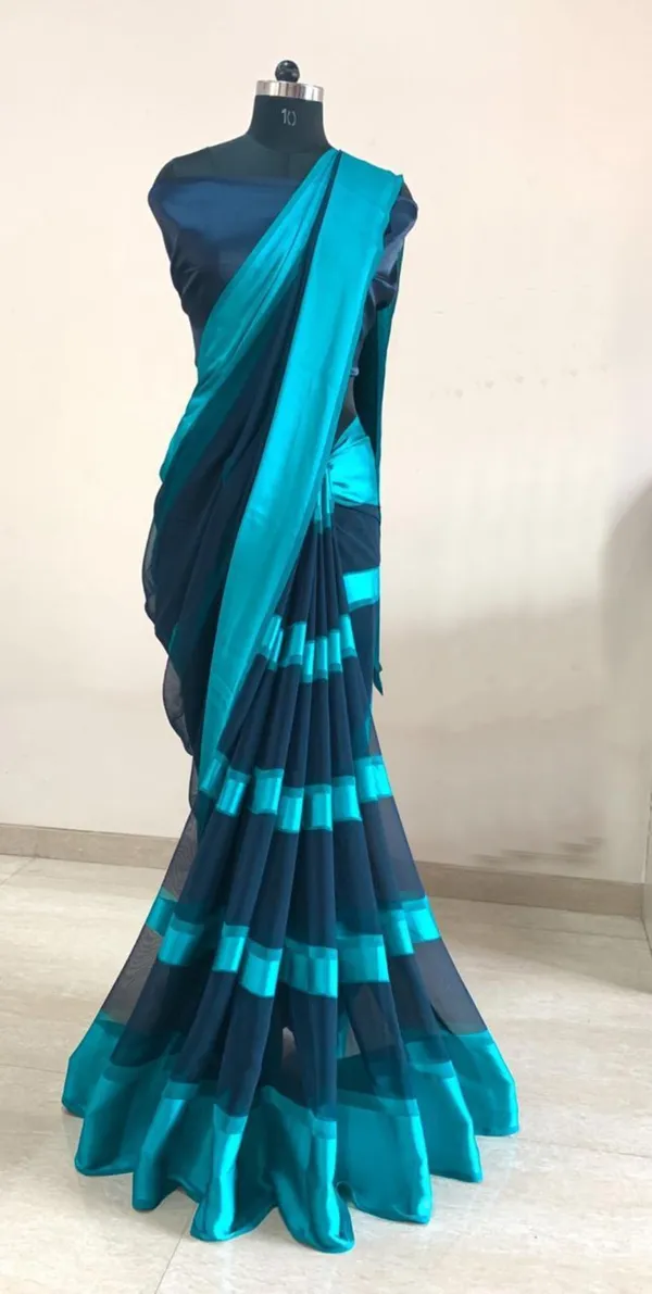 Blue_Floral_Print_Bollywood_Georgette_Saree