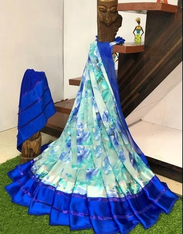Blue_Floral_Print_Bollywood_Georgette_Saree