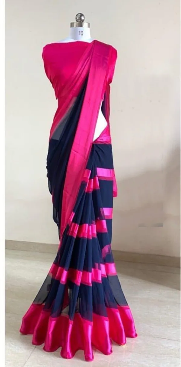Pink_Floral_Print_Bollywood_Georgette_Saree