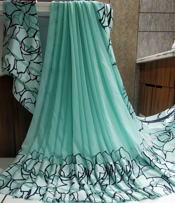 Blue_Printed_Bandhani_Georgette_Saree