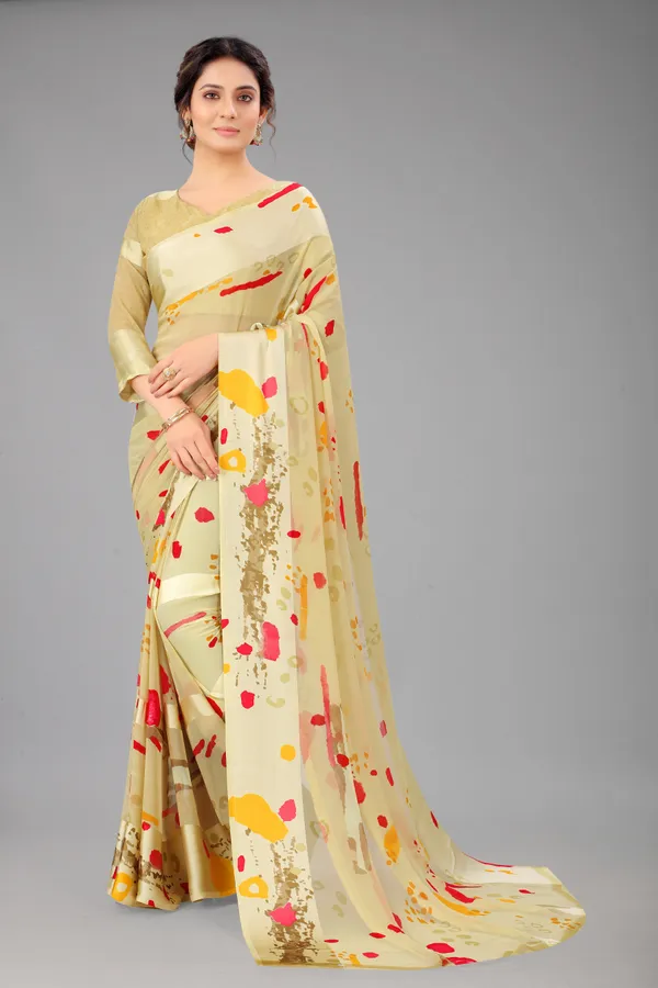 Beige_Printed_Bollywood_Georgette_Saree