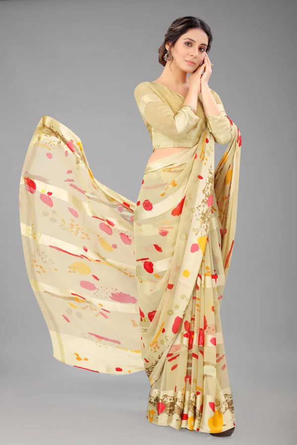 Beige_Printed_Bollywood_Georgette_Saree