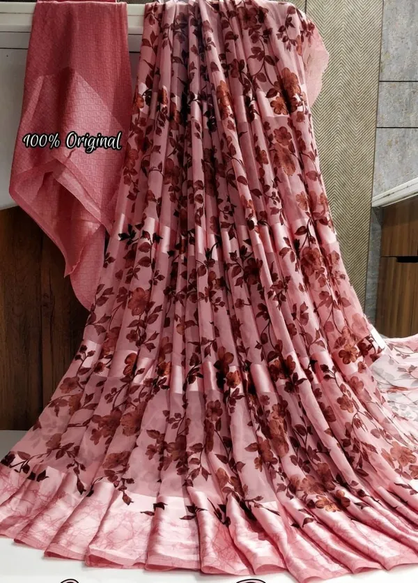 Orange_Printed_Bandhani_Georgette_Saree