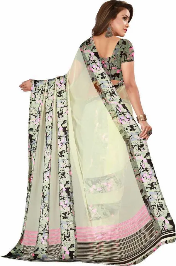 Beige_Printed_Bollywood_Georgette_Saree