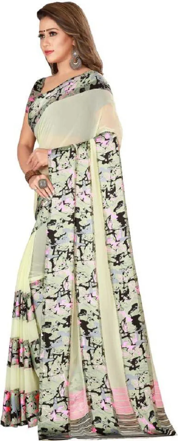 Beige_Printed_Bollywood_Georgette_Saree