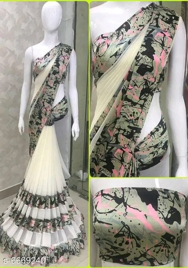 Beige_Printed_Bollywood_Georgette_Saree