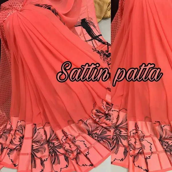 Orange_Floral_Print_Bollywood_Georgette_Saree