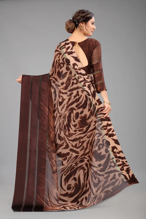 Brown_Printed_Bollywood_Georgette_Saree