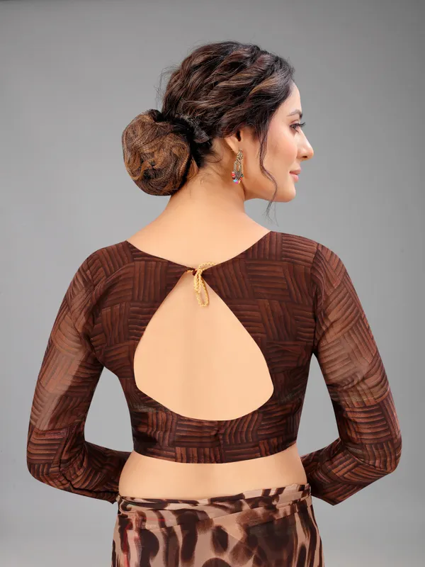 Brown_Printed_Bollywood_Georgette_Saree