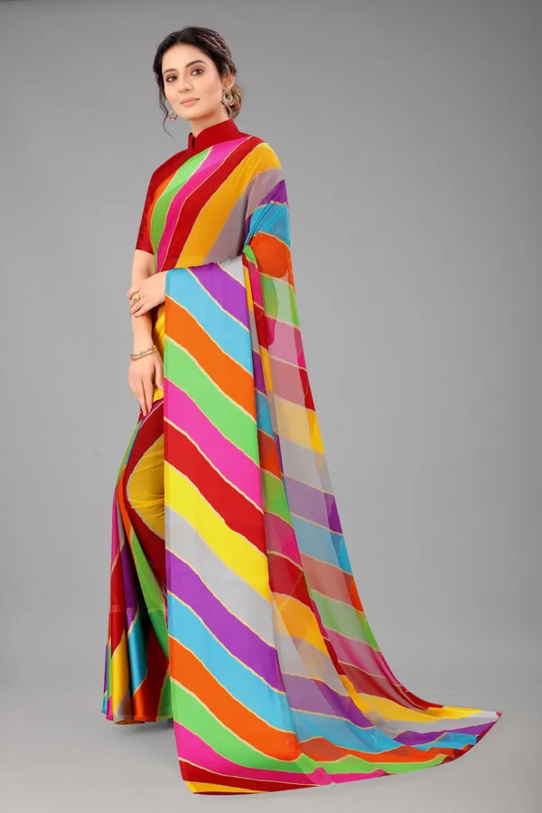 Multicolor_Striped_Bollywood_Georgette_Saree