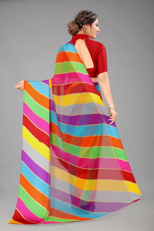 Multicolor_Striped_Bollywood_Georgette_Saree