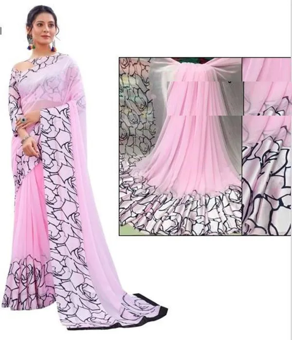 Pink_Printed_Bandhani_Georgette_Saree