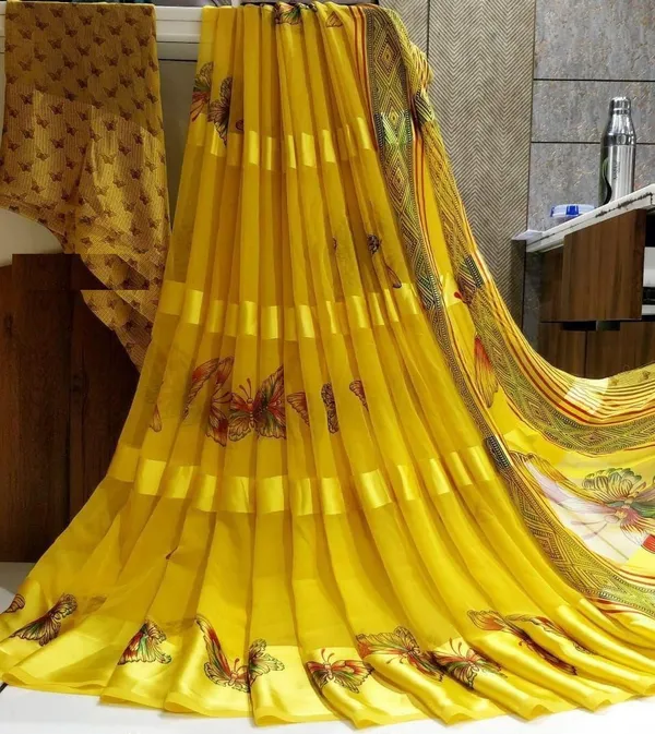 Yellow_Floral_Print_Daily_Wear_Georgette_Saree