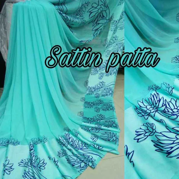 Blue_Floral_Print_Bollywood_Georgette_Saree