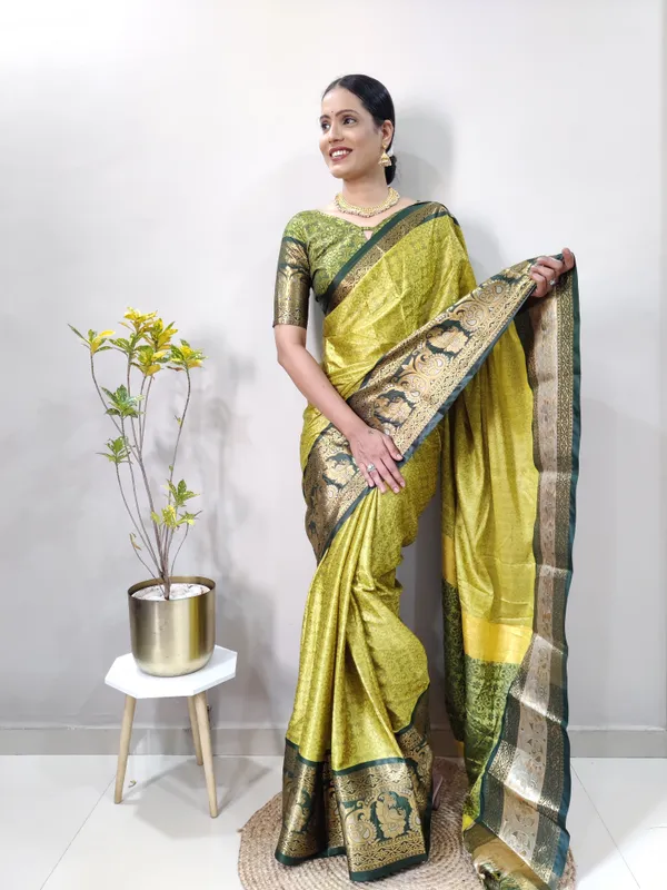 Green_Aquiliq_Woven_Banarasi_Art_Silk,_Cotton_Silk_Saree