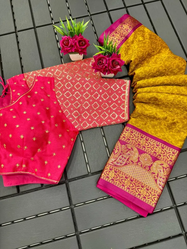 Mustard_Pink_Dharam_Varam_Silk_Saree_With_Ready_Made_Embroidery_Blouse