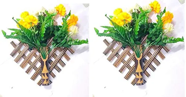 Set_Of_2_Handmade_Bamboo_Wall_Hanging_Vases_With_Multicolour_Flower_-__(Big)_,Bamboo