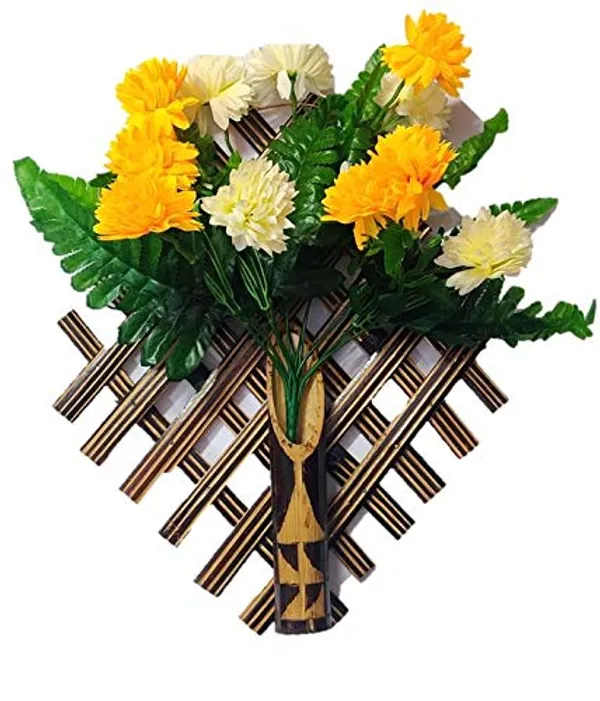 Set_Of_2_Handmade_Bamboo_Wall_Hanging_Vases_With_Multicolour_Flower_-__(Big)_,Bamboo