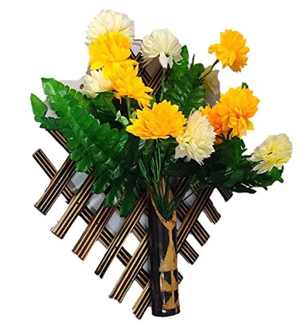 Handmade_Bamboo_Wall_Hanging_Flower_Vases_With_Flower_With_Flower_(Brown,_Big_12_Inch,_Flower)_,Bamboo,_Bamboo
